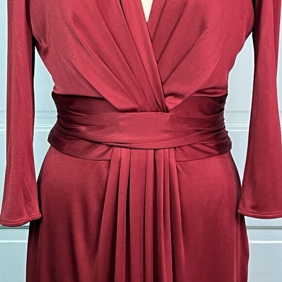 Issa London Silk Jersey Phylis Dress Burgundy Royal Engagement Princess Kate Sz8 - Picture 4 of 13